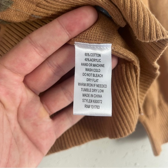 Knitted Dove Tan Floral Embroidered Cardigan Sweater Casual Neutral Medium - Picture 4 of 7